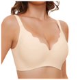 thumbnail image 1 of Wavy Wireless V Neck Bras For Women No Underwire Padded Bralettes Adjustable Straps Bra With Bra Extender, 1 of 4
