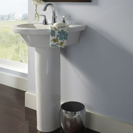 Petite Self Rimming Lavatory (American Standard 0403.400.020 Tropic Petite Two-Piece Pedestal and Lavatory with Three Faucet Holes (4 Centers), Available in Various)