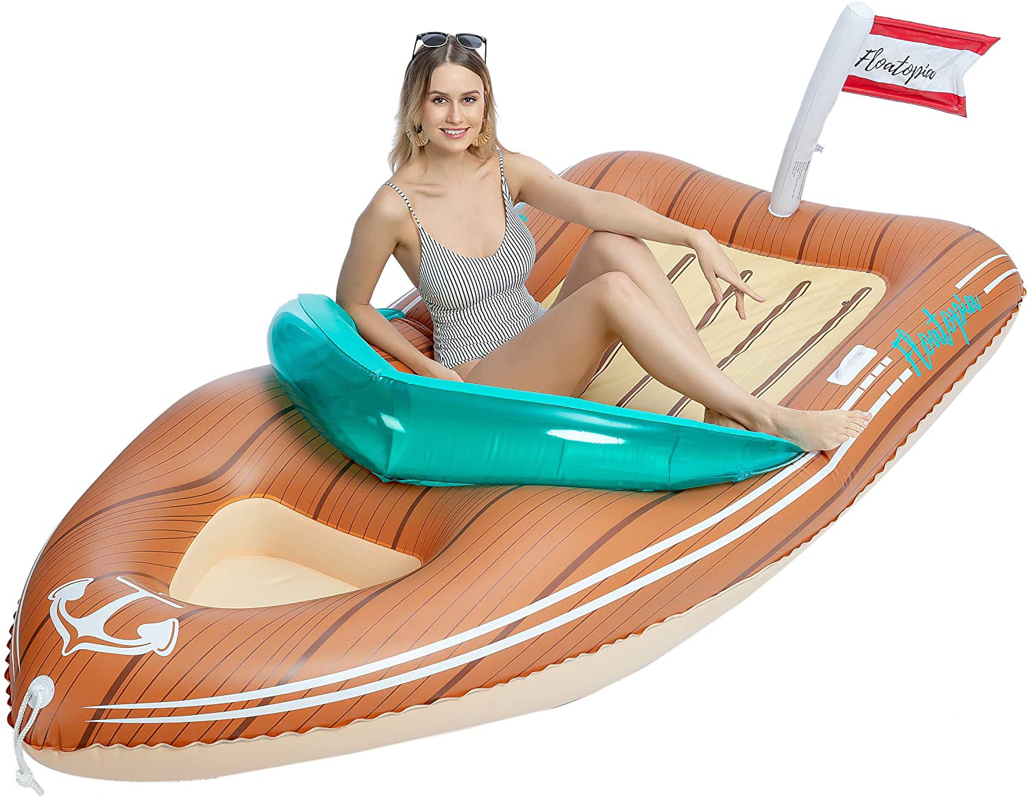 JOYIN Giant Inflatable Boat Pool Float with Reinforced Cooler Summer Pool Party Lounge Raft Decorations Toys for Kids & Adults 