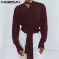 thumbnail image 4 of INCERUN Tops 2024 Estilo americano Camisas de diseño de nudo de moño fino con perspectiva para hombre Blusa de manga larga informal a la moda para hombre S-5XL, 4 of 5