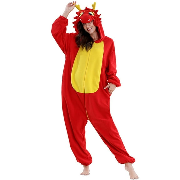 Zwiiyzr Matching Christmas Pajamas Men's And Women's Jumpsuit Parent-child Home Outfit Zipper Pajamas Red-Adult