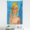 thumbnail image 1 of Pin up Girl Tapestry, Portrait of Blonde Lady with Red Lipstick Cat Eyeglassesnd Round Earrings, Fabric Wall Hanging Decor for Bedroom Living Room Dorm, 5 Sizes, Multicolor, by Ambesonne, 1 of 1