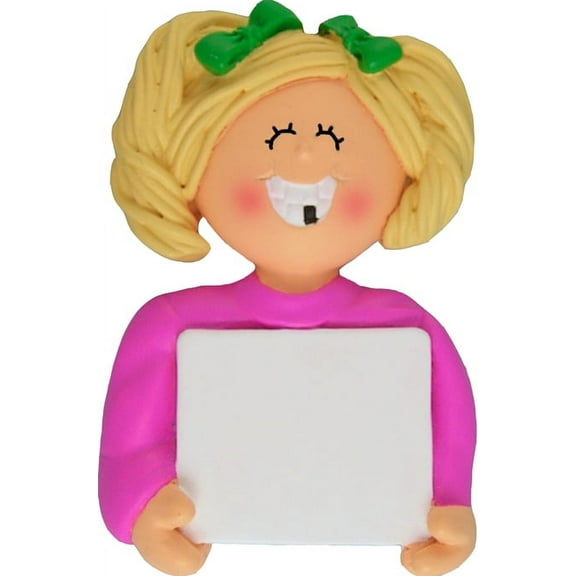 Lost a Tooth Female Blonde Personalized  Christmas Ornament DO-IT-YOURSELF