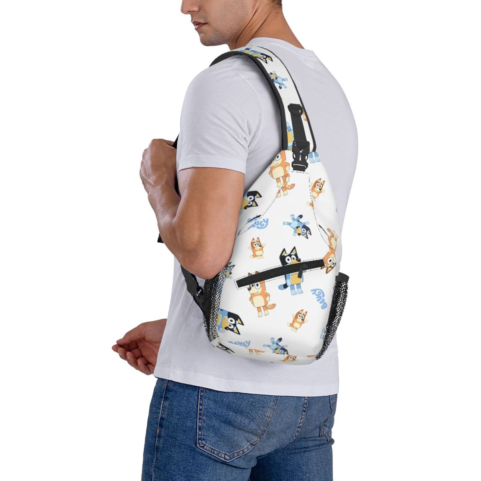 Kowoue Bluey Pattern Sling Backpack Crossbody Shoulder Bags for Men Women Small Daypacks Chest Bag Hiking Travel Sport Climbing Runners