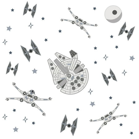 UPC: 0084122012745 | Lambs & Ivy Star Wars Squadron X-Wing/Tie Fighter/Millennium Falcon Wall Decals