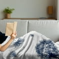 thumbnail image 3 of Dandelion Soft Flannel Fleece Throw Blanket, Monochrome Flowers with Flying Blooming Nature Inspiration Botany Theme, Cozy Plush for Indoor and Outdoor Use, 50" x 70", Indigo and White, by Ambesonne, 3 of 5