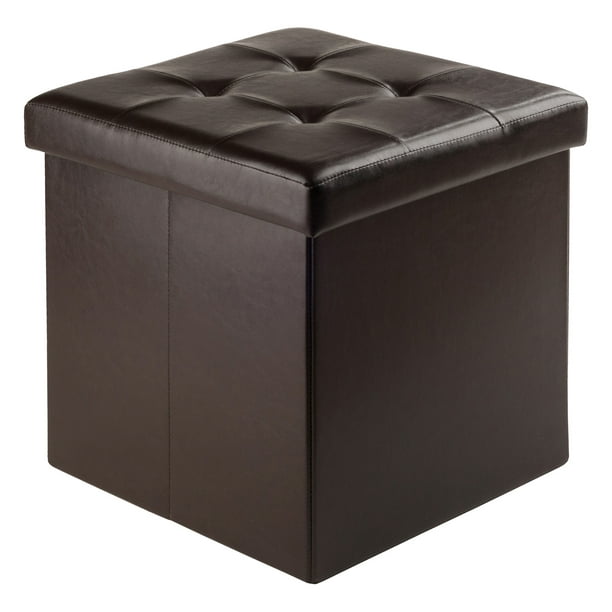 Winsome Wood Ashford Square Storage, Large Square Leather Ottoman With Storage Box
