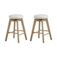 thumbnail image 4 of Nathan James Amalia Bohemian Swivel Bar Stool, Backless Counter Height Boucle Counter Stool with Solid Wood Legs and Upholstered Seat, White Oak Set of 2, 4 of 4