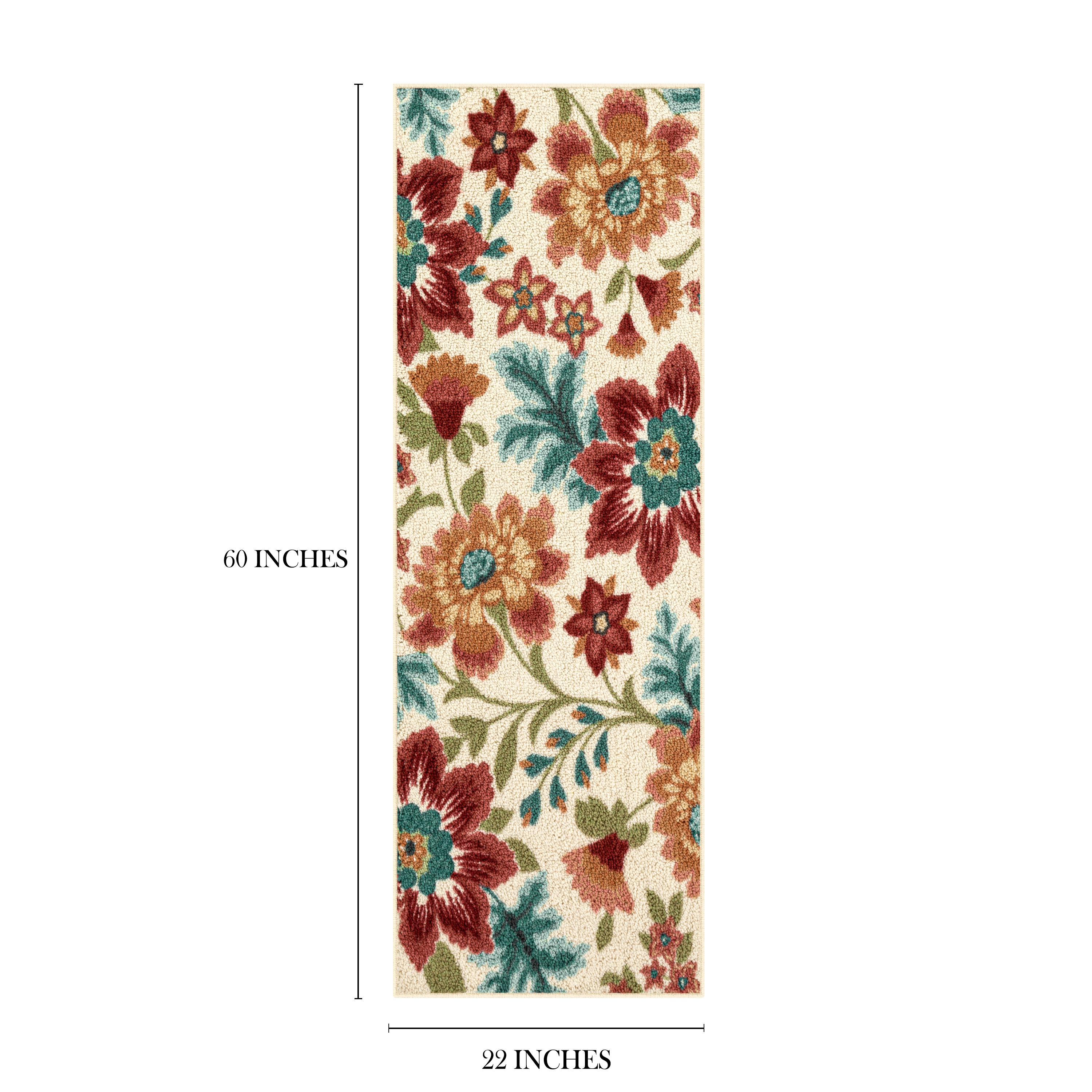 (2 pack) Mainstays Farmhouse Oversized Cream Floral Indoor Hallway Runner Rug, 1'10" x 5'