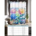 thumbnail image 6 of No Hook Cloth Fabric Shower Curtain with Snap in Liner, Blue Yellow Spring Floral Waterproof Shower Curtains Set with See Through Top Window, Watercolor Summer Botanical Bath Curtains Shower 48"x72", 6 of 6