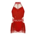 thumbnail image 3 of iiniim Kids Girls Fringe Rhinestones Latin Jazz Dance Leotard Dress Sparkly Performance Costume Red 16, 3 of 7