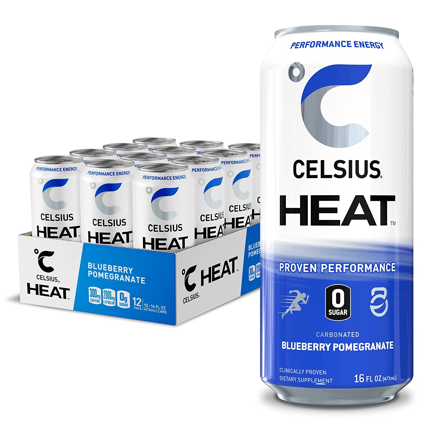 CELSIUS HEAT Blueberry Pomegranate Performance Energy Drink, Zero Sugar