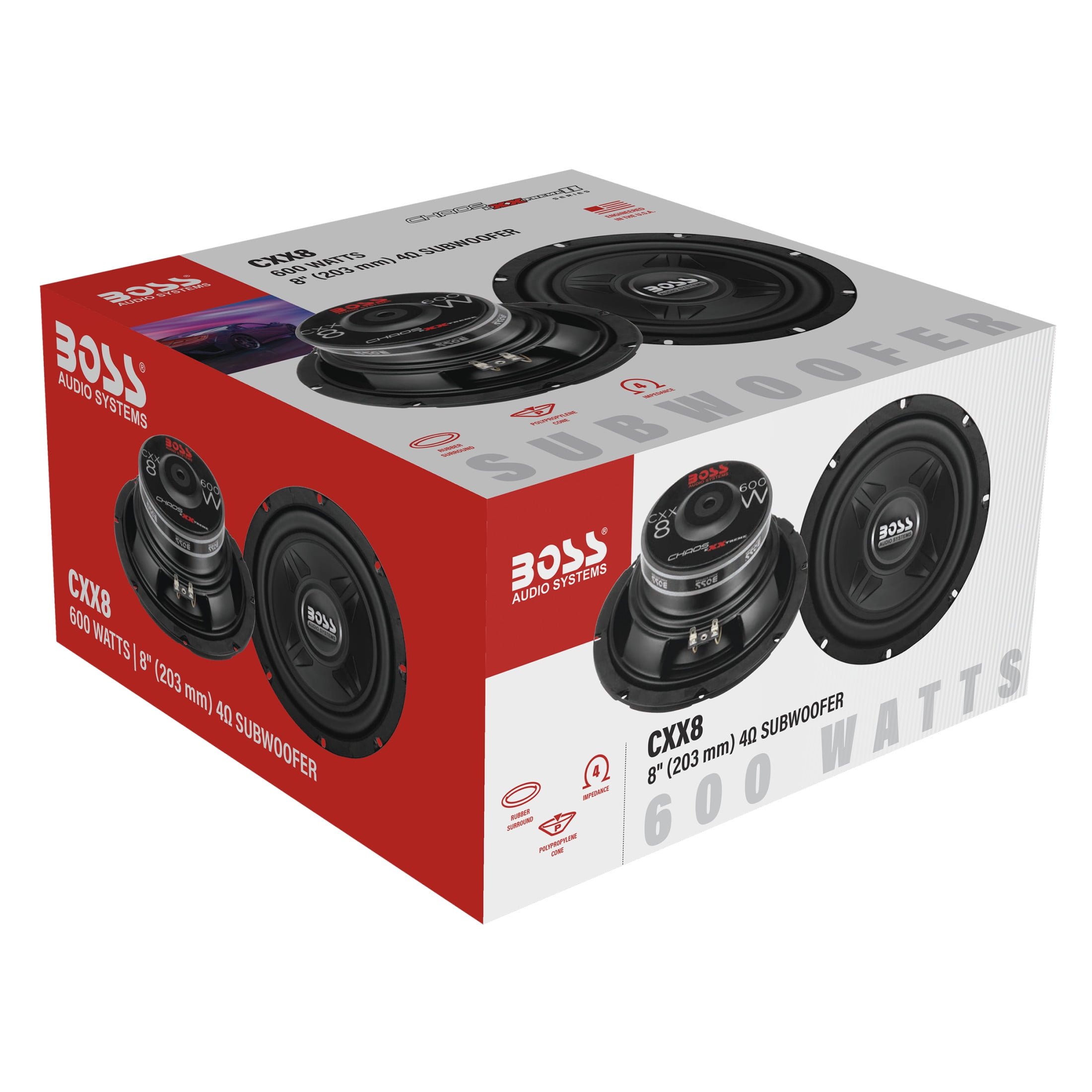 BOSS Audio Systems CXX8 8インチ600ワット　2個セット Boss Audio Chaos Exxtreme 600W Car Subwoofer, CXX8 Model - Walmart