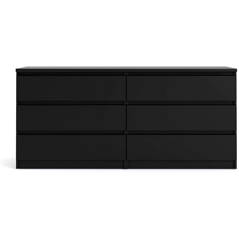 Tvilum Scottsdale 6 Drawer Double Dresser for Adults, Black Matte