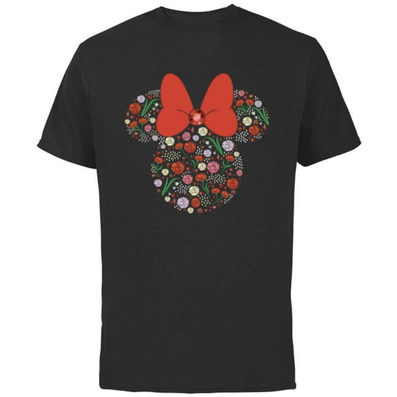 Disney Minnie Mouse January Birth Month Birthstone & Flowers - Short Sleeve Cotton T-Shirt for Adults - Customized-Black