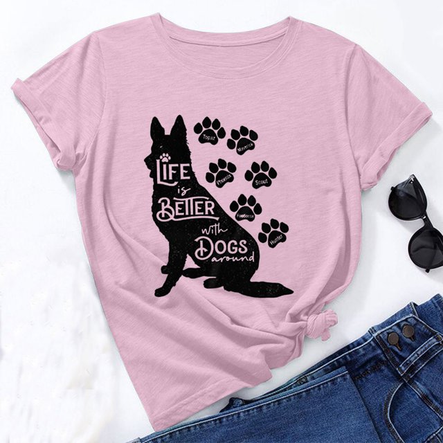 Pntutb Camiseta de manga corta con estampado de animales y cuello redondo suelto a la moda de verano para mujer Pntutb Pntutb-6703