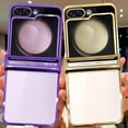 thumbnail image 6 of for Samsung Galaxy Z Flip 5 Case Plating Frame Electroplate Clear Luxury Elegant Case Camera Protector Soft TPU Shockproof Protective 3 PCS Anti-Skid Galaxy Z Flip 5 Case -Gold, 6 of 6