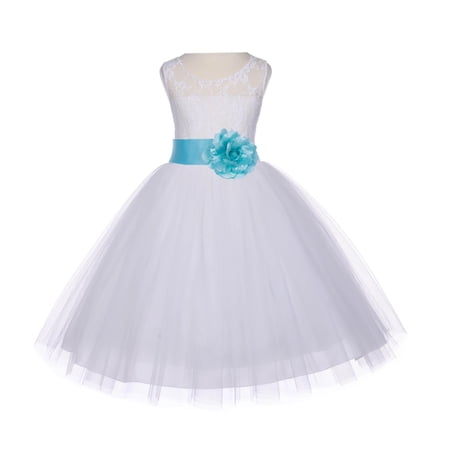 

Ekidsbridal Ivory Lace Bodice Flower Girl Dress Tulle Junior Bridesmaid Wedding Pageant Toddler Recital Easter Holiday First Communion Birthday Baptism Special Occasions Gown 153S