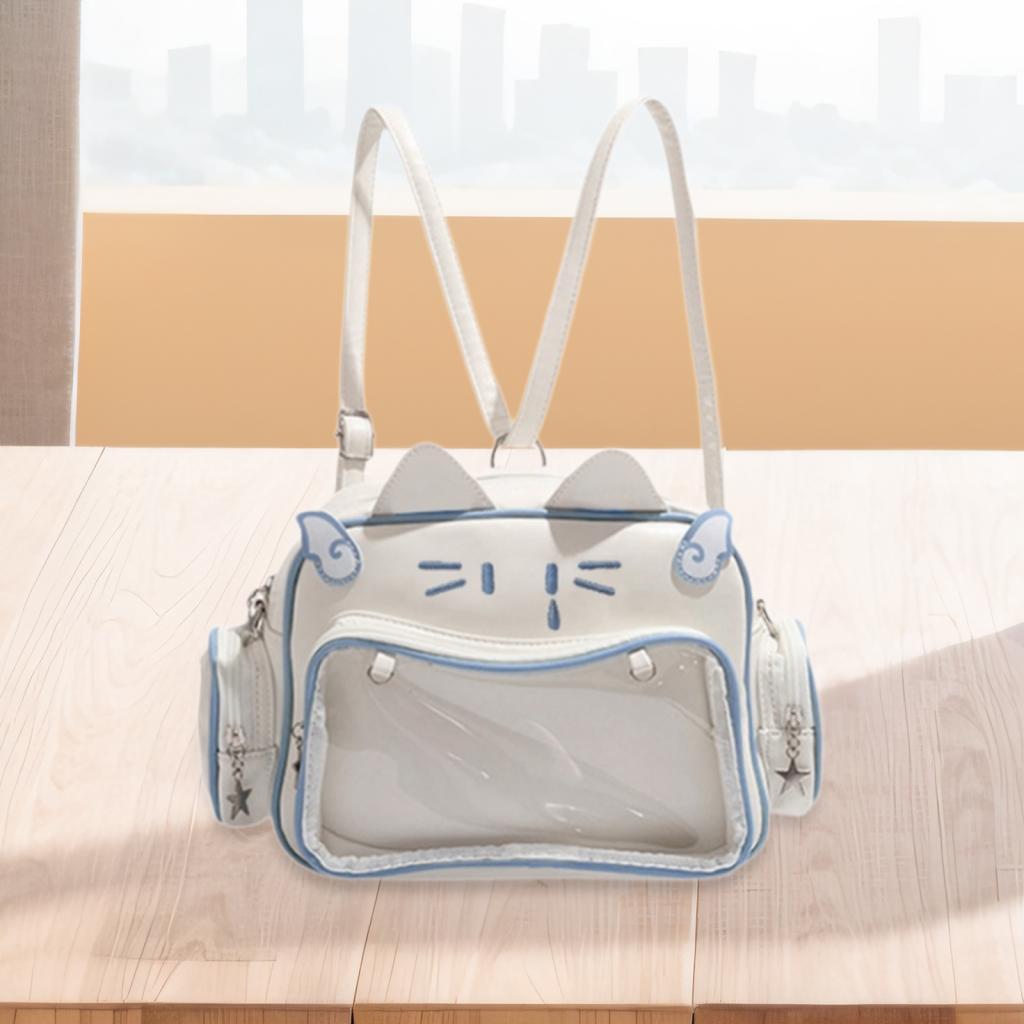 Wxqbjtam Cat Ita Bag DIY Cute Adjustable Strap Tote Bag PU Leather Women Shoulder Bag for Blue