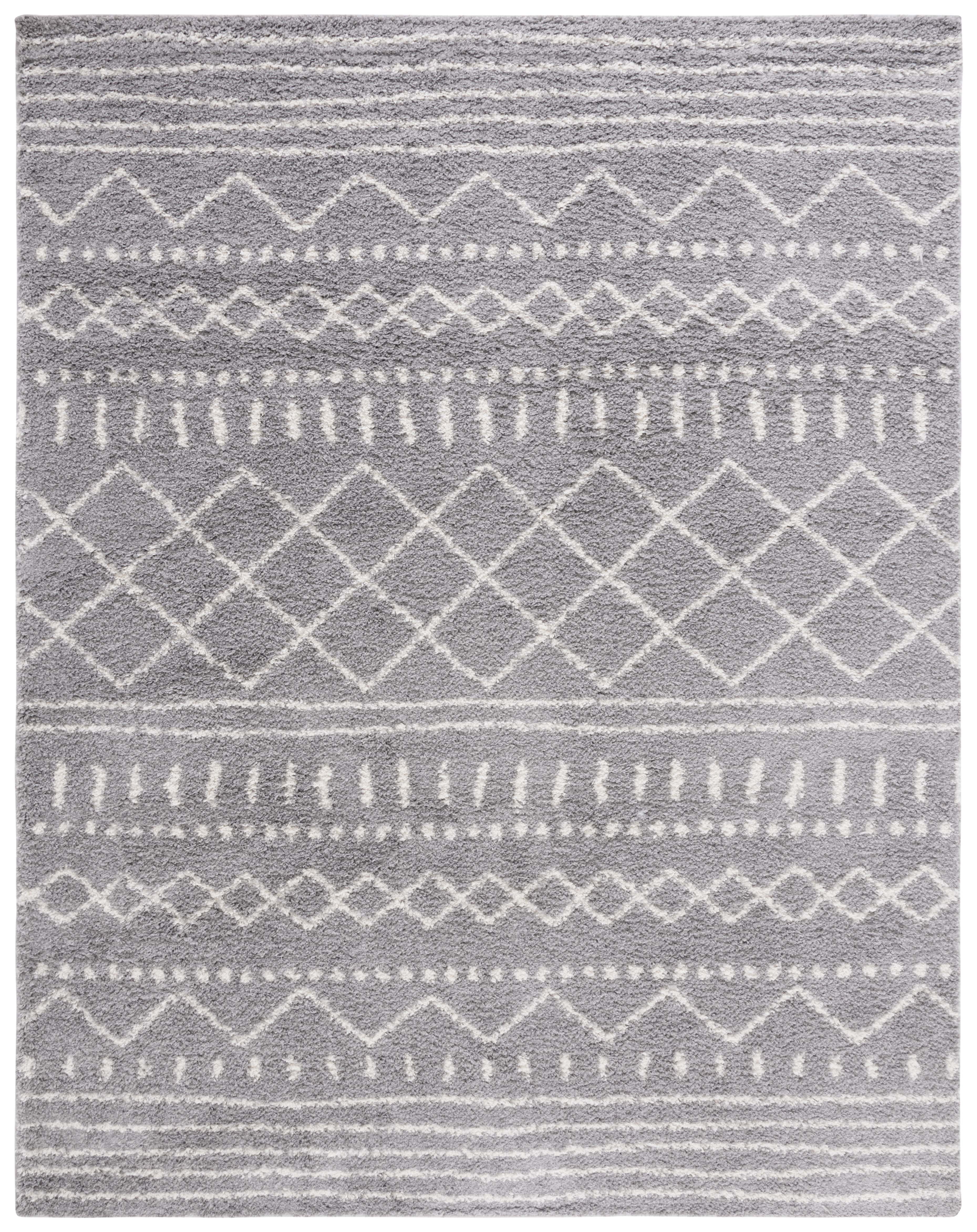 Safavieh Arizona Teagan Geometric Shag Area Rug, Gray/Ivory, 10' x 14'
