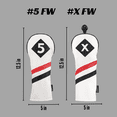 thumbnail image 4 of Majek Retro Golf Headcovers White Red and Black Vintage Leather Style 5 & X Fairway Wood Head Cover Classic Look, 4 of 8