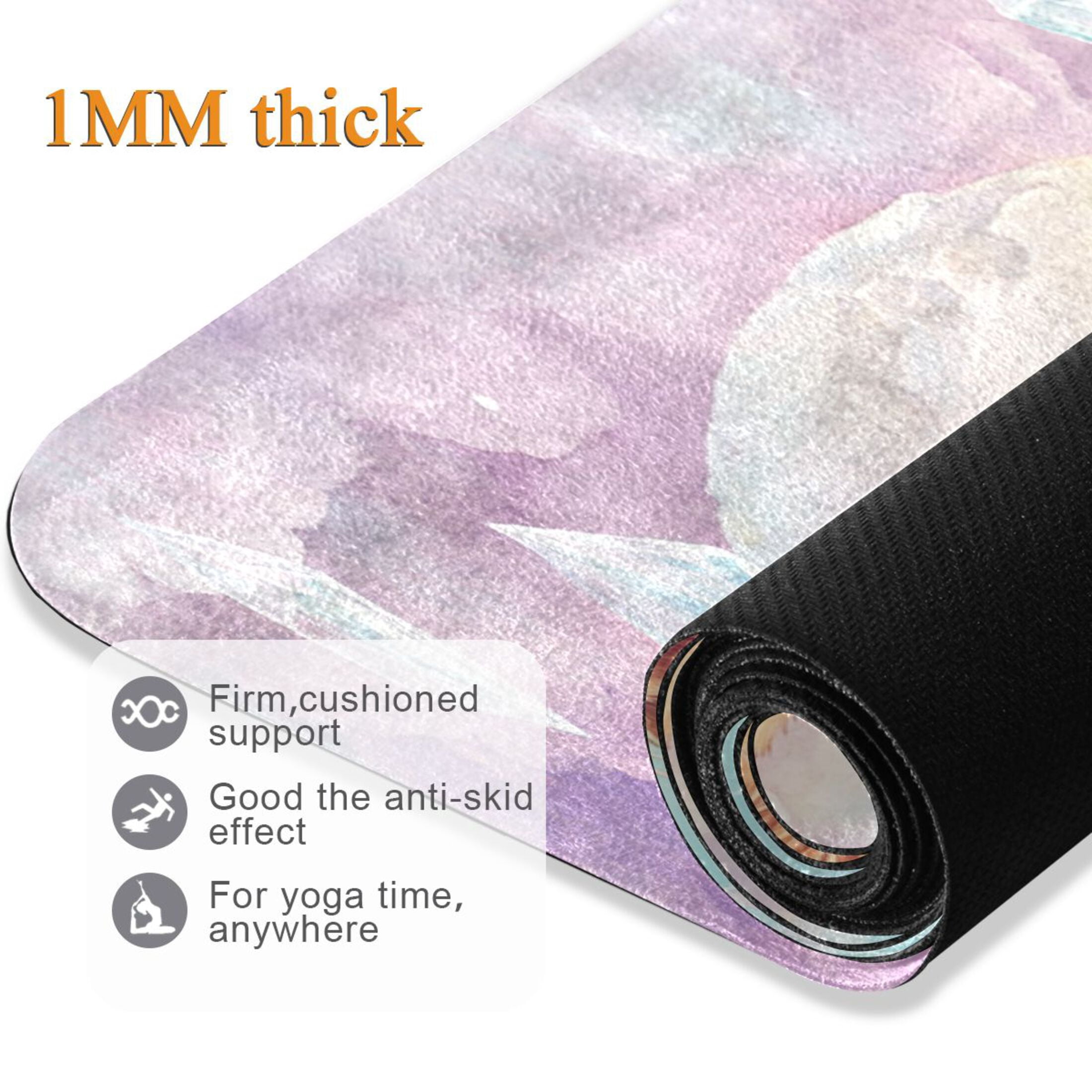 BZSMCE Yoga Mat Women Lion Cub Sleeping on Moon Fitness Mat