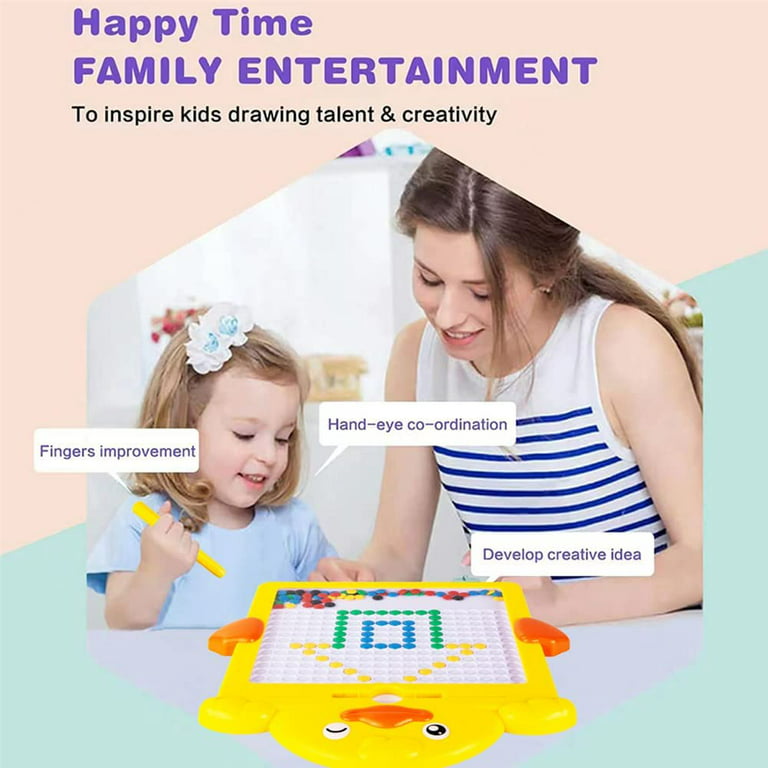Magnetic Drawing Board for Kids and Toddlers Age 3-5, Fun Magnetic Board  with Colorful Beads and Drawing Stylus( 8 x 9 inches) 