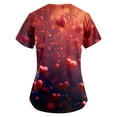 thumbnail image 2 of Valentine's Day Womens Scrub Tops Love Heart Printed V Neck Breathable Scrub Tops Short Sleeve Professionals Soft Stretch Workwear Shirt with Pockets  red Medium, 2 of 3