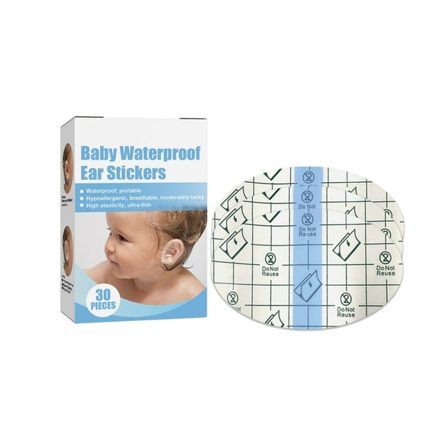 Parches impermeables para los oídos de los niños | 30 parches desechables para nadar y bañarse | Adhesivos suaves y transpirables para proteger los oídos del agua