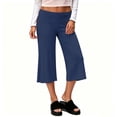 thumbnail image 6 of Utoimkio Women's Fold Over High Waist Capri Flare Pants Soft Stretch Cropped Wide Leg Trousers for Yoga Casual Daily Walking, 6 of 7