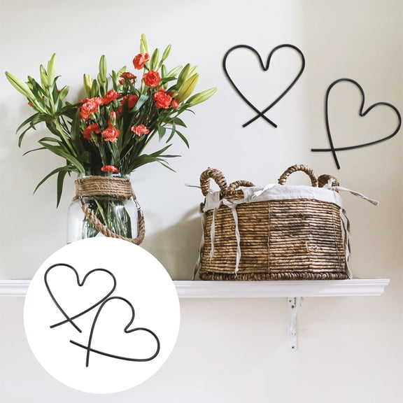 Set of 2 Heart-Shaped Line for Home Decor, and Black Vintage Wall Decorations