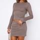thumbnail image 1 of Falda De Manga Larga Conjunto de minifalda de 2 piezas para mujer Conjunto de ropa de calle ajustada de color sólido de punto acanalado Cgtredaw Marrón L para Mujer, 1 of 1