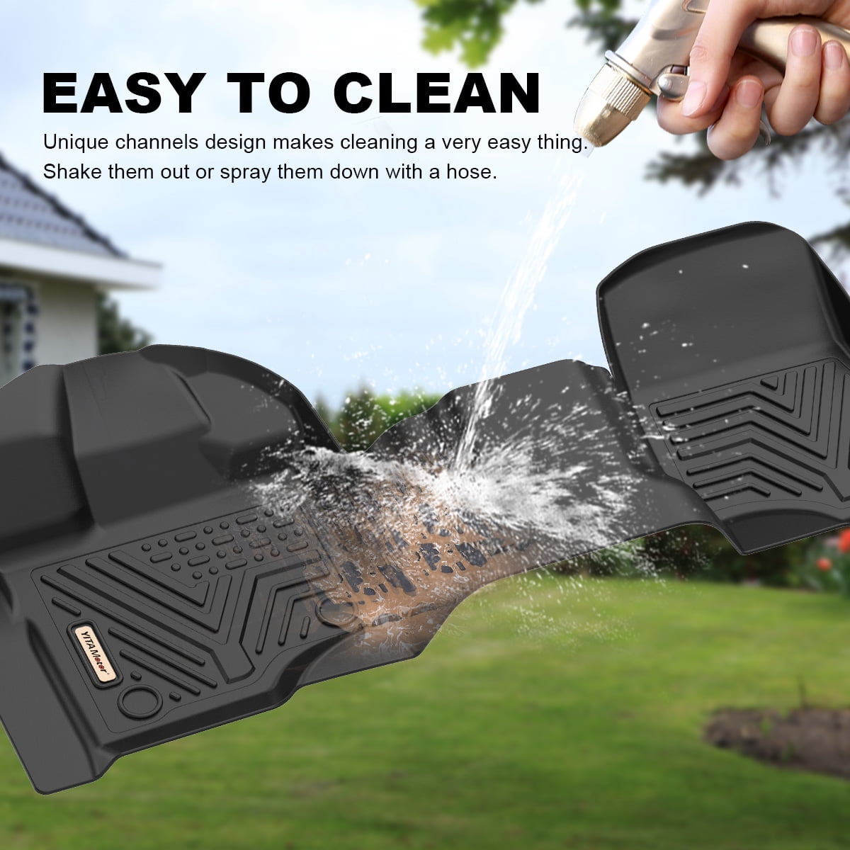 RVNI Custom Fit Floor Mats Compatible with 2015-2023 Ford F-150 SuperCab/Extended Cab with 1st Row Bench Seats Only, All Weather Protection 2 Row Floor Liner Set Black