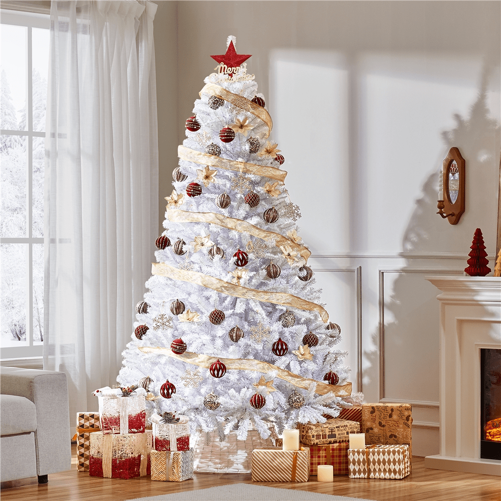 Renwick 7.5Ft Pre-Lit Fir Artificial Christmas Tree with Foldable Stand, White