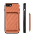 thumbnail image 5 of Cutyskin Carbon Fiber Texture PU Leather Case for iPhone 7 Plus/8 Plus, with Detachable Card Holder, Compatible Magsafe Charging, Ultra Thin Design Shockproof Phone Case, Brown, 5 of 7