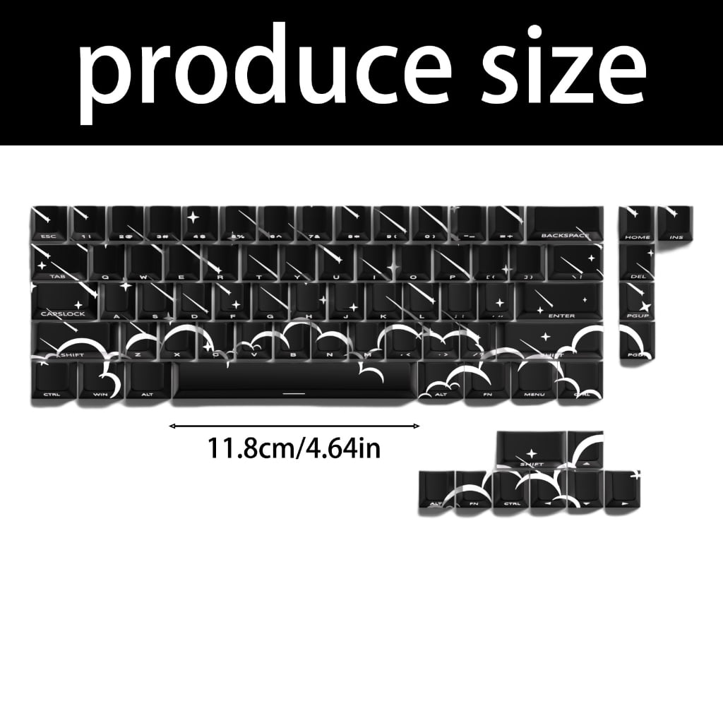 Star Rain Theme Illuminating Side Printed Keycaps 74pcs Keyset Wear for 65% 60% Layout Keyboards