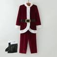 thumbnail image 2 of Disfraz de Papá Noel para niños, traje de Papá Noel para niños, conjunto completo de 5 piezas, vestido de fiesta, sombrero, cinturón, trajes para niños, Navidad, Halloween, cosplay, rojo, 3 a 4 años, 2 of 4