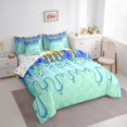 thumbnail image 2 of Castle Fairy Blue Ice Cream Drip Twin Bedding 7-Piece, Watercolor Food Dessert Bedding Comforter Set, Blue Green Yellow, 2 of 7