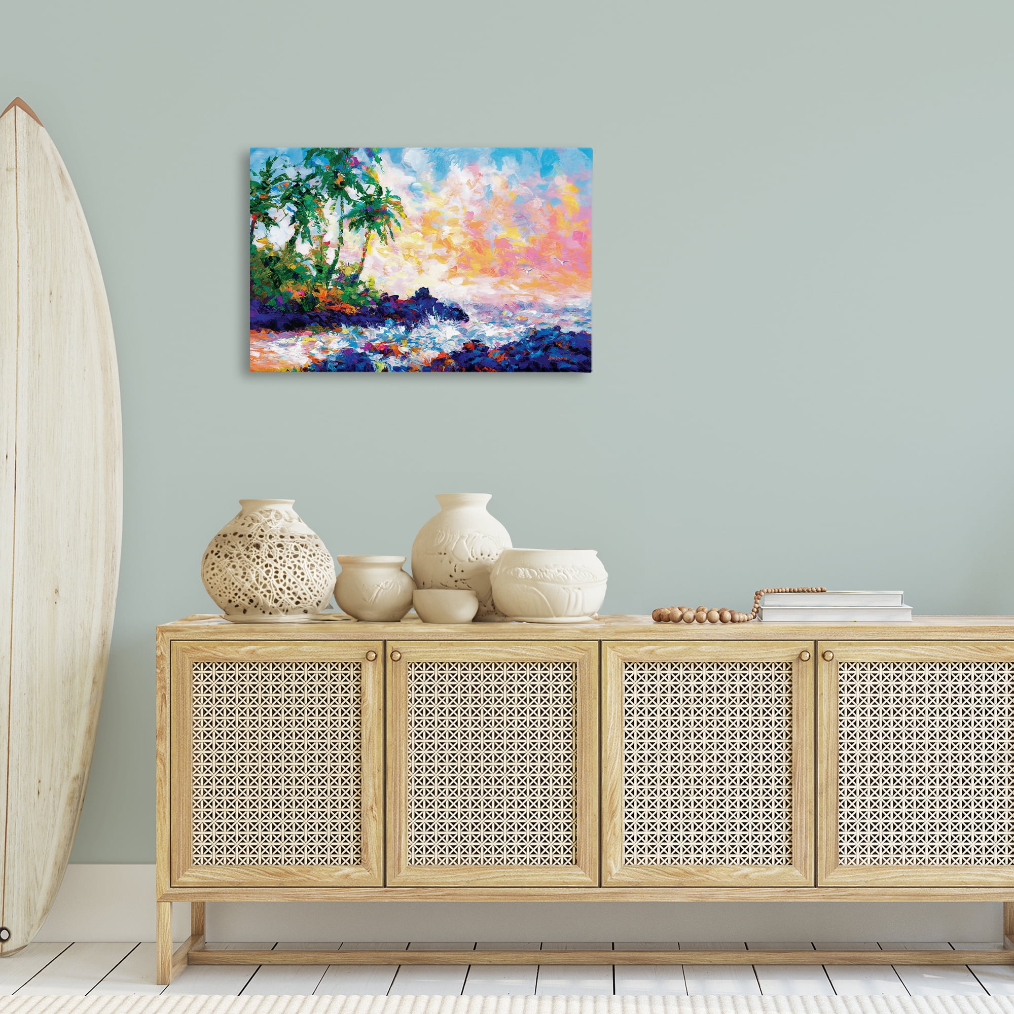 Stupell Industries Waves on Tropical Beach Landscape Painting Gallery Wrapped Canvas Art Print Wall Art, 30 x 20