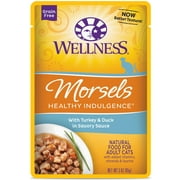 Angle View: Wellness Healthy Indulgence Natural Grain Free Wet Cat Food, Morsels Turkey & Duck, 3-Ounce Pouch (Pack of 24)