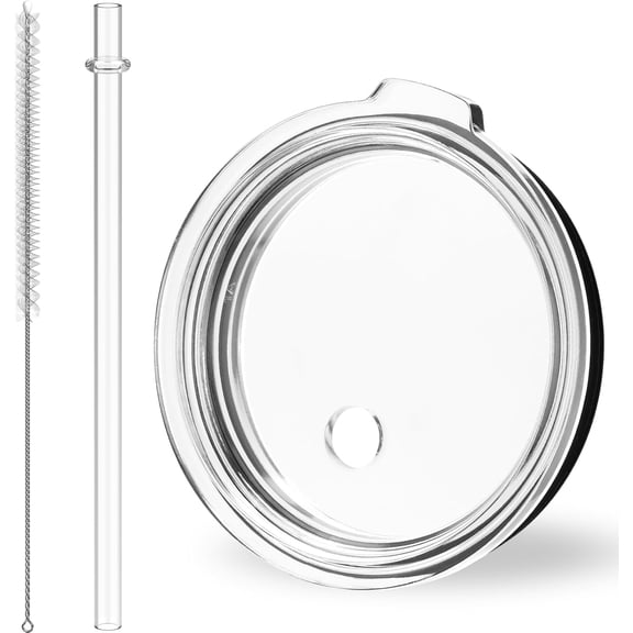 30 oz Tumbler Lid with Straw for YETI, Replacement Cover for Rambler 26 oz Cup, 30 oz Tumbler, 35 oz Straw Mug, Spill Proof Top with Brush, Dishwasher-Safe and Shatter-proof