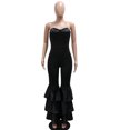 thumbnail image 4 of Mono de satén con sombras oscuras de Kricesseen, mono negro con volantes para mujer, trajes de una pieza, monos sexys, ropa de discoteca, monos, 4 of 4