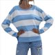thumbnail image 3 of Camisas de Larga para Mujer, Blusas Casuales Holgadas A Rayas, Suéteres de Punto Azul XL, 3 of 9