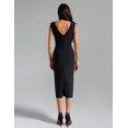 thumbnail image 4 of Vestido BELLA BARNETT con cuello en V, vendaje negro con plumas, sin mangas, 4 of 4