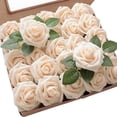 thumbnail image 1 of Flores Artificiales, 25pcs Real Mirando Blush Espuma Falsas Rosas con Tallos para DIY, Ramos de Boda, Centros de Mesa para Despedida de Soltera, Decoraciones de Navidad (Rosa Champán), 1 of 4