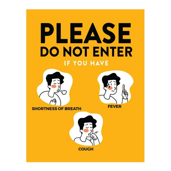 Koyal Wholesale Safety First Please Do Not Enter If Shortness of Breath, Fever, Coughing, Illness Business Sign, 10-Pk