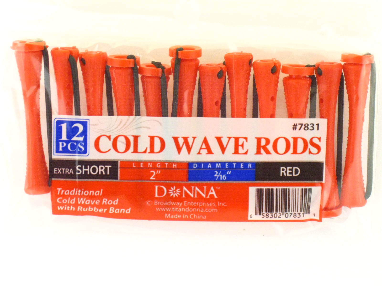 Donna 2/16' Extra Short Cold Wave Perm Hair Rods - 12 Pcs