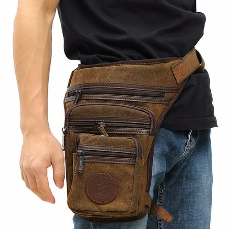 Men Multifunction Outdoor Hiking Motorcycle Riding Leg Bag Canvas Waist Bag Money Belt Bag Fanny Pack for Friend Father Gift (Best Touring Motorcycle For The Money)