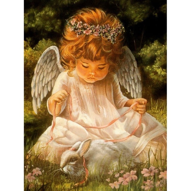 5D bricolaje completo taladro diamante pintura ángel bordado mosaico artesanía Kit decoración del hogar Hugtrwg Para estrenar
