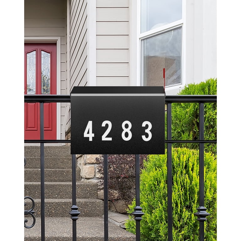 LAND·VOI Wall-Mount Mailbox With Flag & Number Stickers - Galvanized Steel, Bronze, 14.2"W X 10.43"H